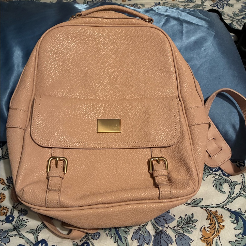 Pink Blush Pebbled Leather Backpack - Chic Everyday Pack